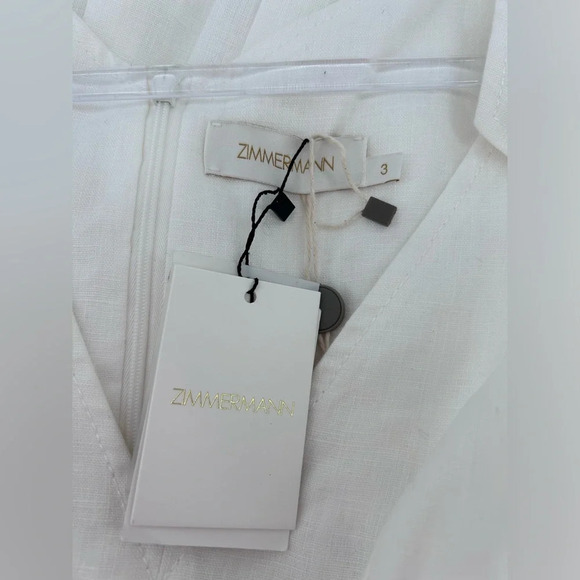 Zimmermann Lovestruck Gold Buttoned Linen Mini Dress Sz 3 US 10 White nwt - Picture 9 of 15